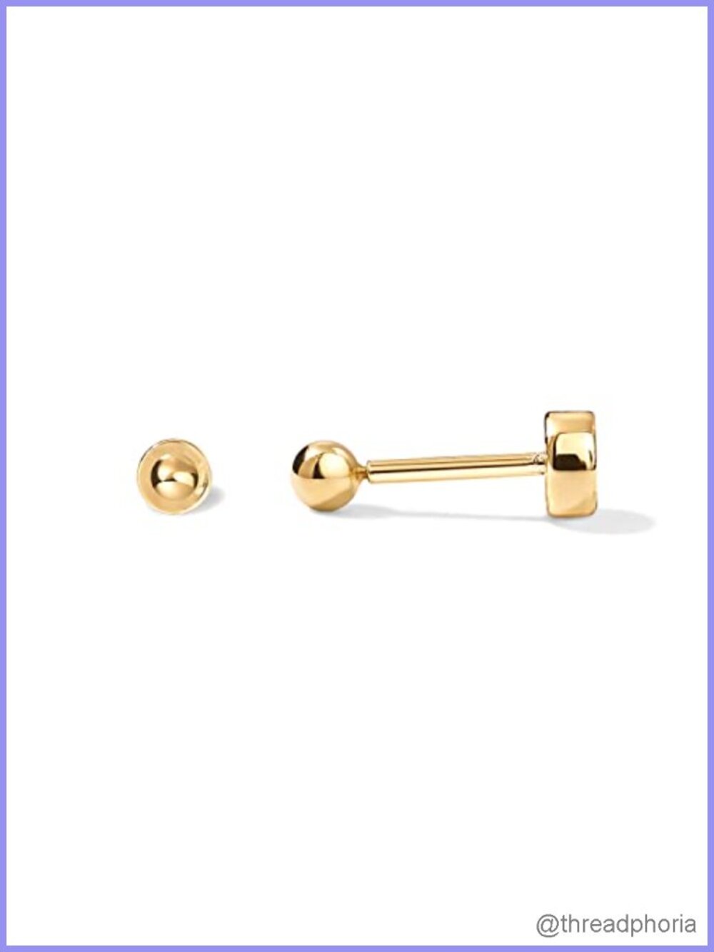 14K Gold Plated Ball Flatback Stud Earrings for Women